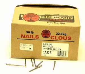 Product Image for 05490540 2 1/4  Bright Smooth Duplex Head Bulk Hand Nails