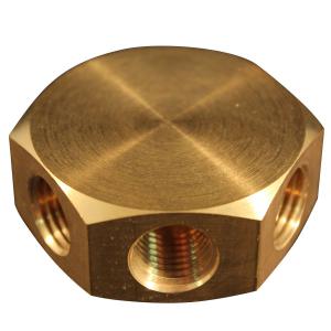 Product Image for 05520452 Manifold Hex Brass 1/4  Female Inlet x 1/4 x Female 3 Outl