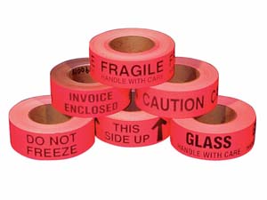 Product Image for 08000060 Fragile Handle With Care Label 2  x 5  Black/Fluorescent R