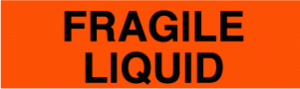 Product Image for 08000066 Fragile Liquid Label 2 X5  Black/Fluorescent Red