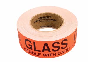 Product Image for 08000070 Glass Handle With Care Label 2 x5   Black/Fluorescent Red