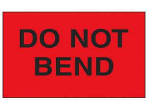 Product Image for 08000225 Do Not Bend Label 2  x 5  Black/Fluorescent Red