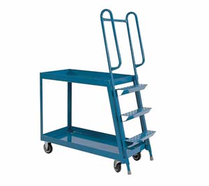 Product Image for 10011140 Stock Picker 2 Shelf with 3 Step Ladder 800lb Cap 20  x 48