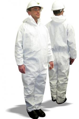 Product Image for 43042234 Coveralls Disposable White Polypropylene W/ Hood X-Large